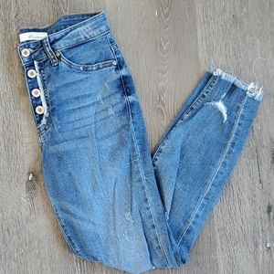 KanCan Button Fly Distressed Jeans